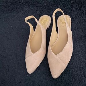 Vince Camuto suede light pink sling back flats